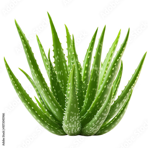 Bunch of aloe vera plants, The plants have thick, fleshy leaves with serrated edges, isolated on white background, PNG Cutout