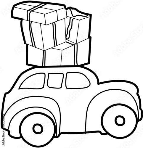 Homecoming Doodle element coloring page cartoon Illustration