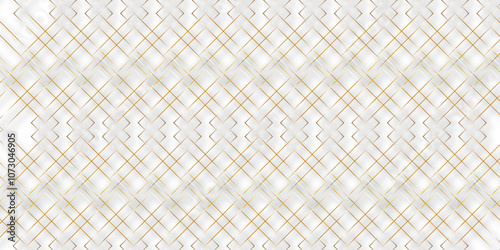 Gray and gold vector pattern in square style. Vector illustration abstract white and gold patter seamless isometric 3d shape. Cartoon hand drown grey old diagonal seamless tiles texture. 