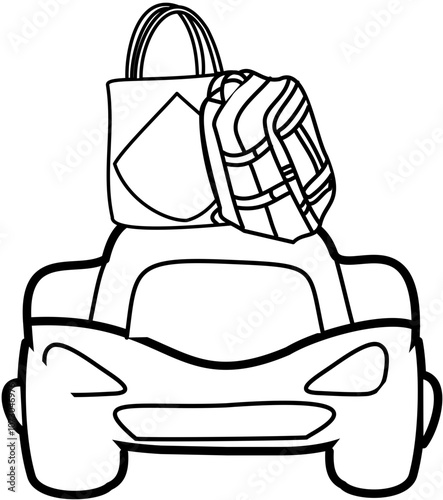 Homecoming Doodle element coloring page cartoon Illustration