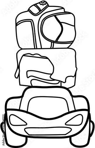 Homecoming Doodle element coloring page cartoon Illustration