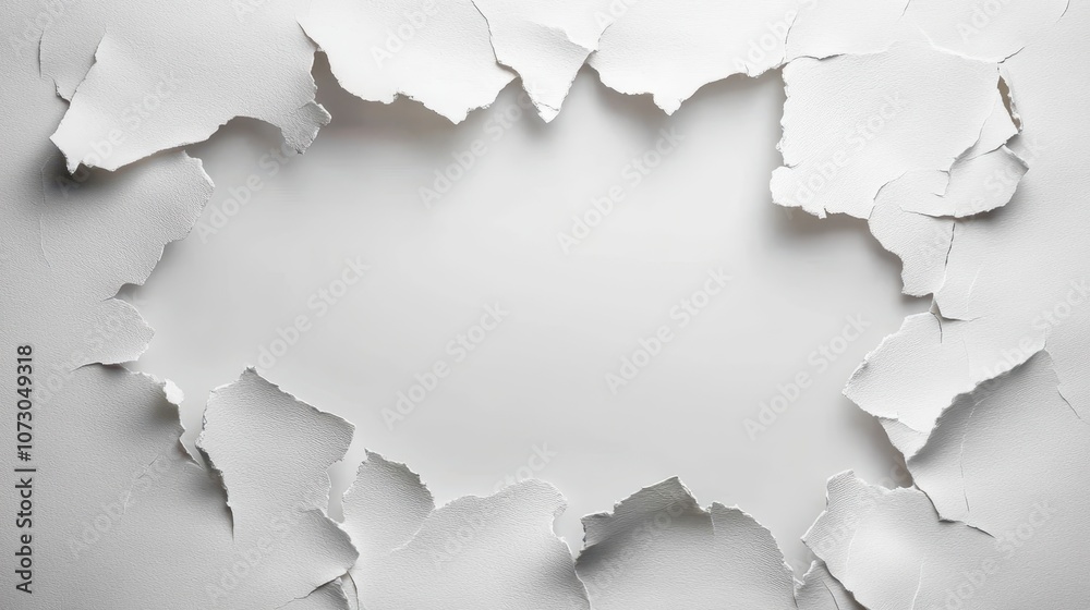 White torn paper background texture with copy space for text, designs or messages White torn paper background texture with copy space for text, designs or messages