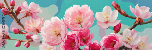 Wallpaper Mural Pastel-hued blossoms with a watercolor texture and abstract shapes for a whimsical look Torontodigital.ca