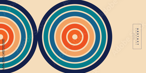 Retro vintage colorful circle shapes background poster design. Vector illustration