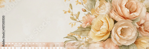 Rustic floral design in soft yellow and peach watercolor for a country-style look