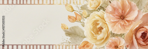 Rustic floral design in soft yellow and peach watercolor for a country-style look