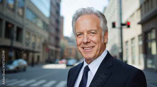 Professional Portrait of Successful Businessman in Urban Setting – Perfect for Corporate and Executive Stock Photography