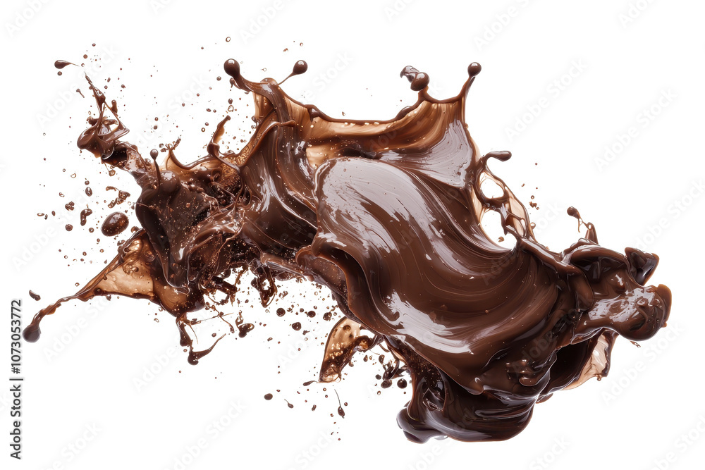 A dynamic splash of rich chocolate, showcasing its glossy texture and fluid motion, creating an enticing visual experience. A dynamic splash of rich chocolate, showcasing its glossy texture and fluid motion, creating an enticing visual experience.