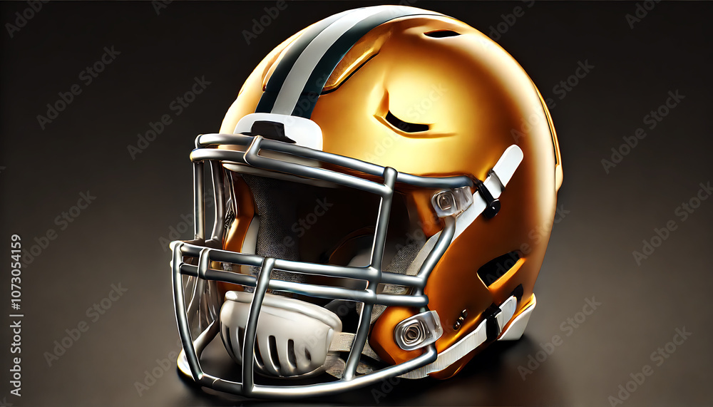 Fototapeta premium 金色のフットボール用ヘルメットの接写5
