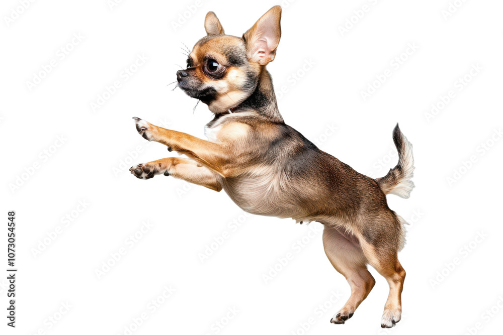 Cute Chihuahua Puppy Jumping In The Air on transparent background Cute Chihuahua Puppy Jumping In The Air on transparent background