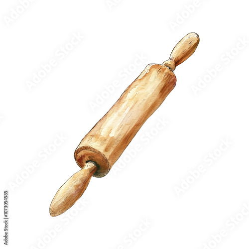 rolling pin vector illustration in watercolor style