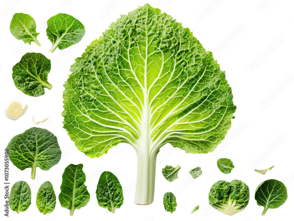 Fresh green bok choy leaves isolated transparent background on transparent background Fresh green bok choy leaves isolated transparent background on transparent background