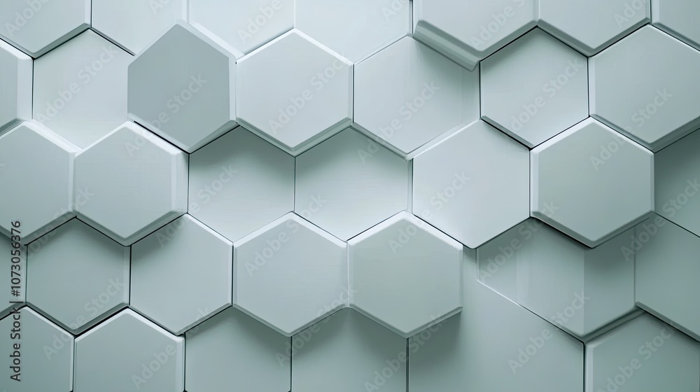 Fototapeta premium Elegant and Modern Hexagonal Tile Pattern in Soft Green Tones for Interior Design and Background Use in Contemporary Spaces
