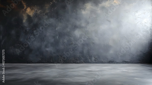 Dark Grey Concrete Wall with Floor Background