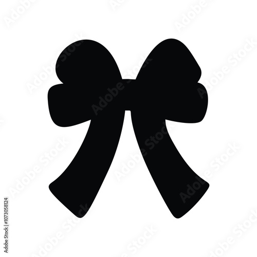 Black silhouette of a bow or a ribbon in a flat vector style isolated on a white background