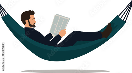 man reading book on hammock silhouette vector  art flat design illustrations