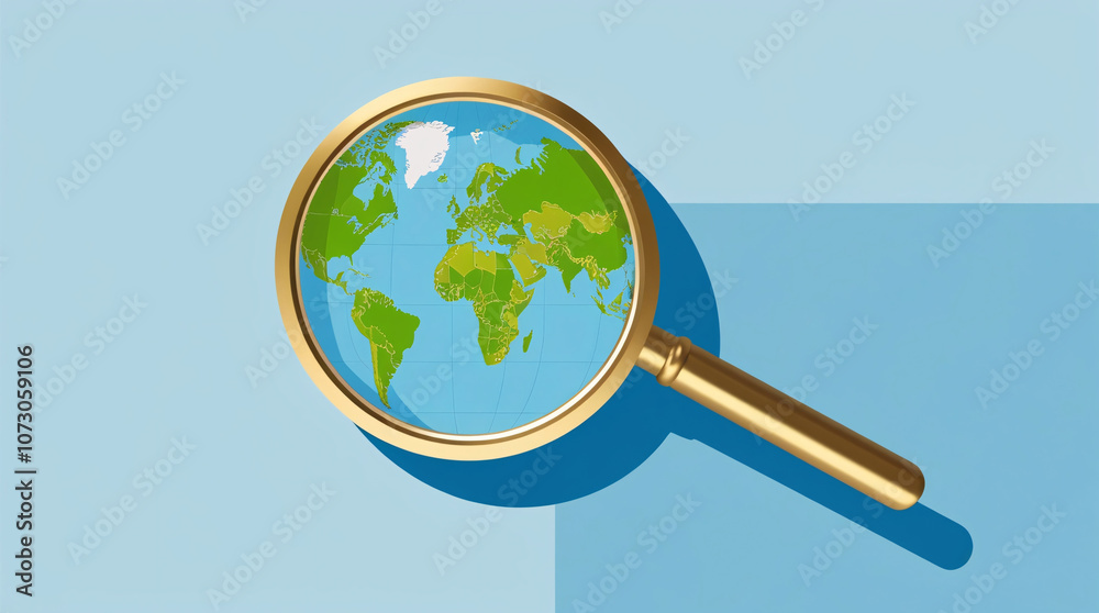 a magnifying glass over the earth, symbolizing close examination and exploration, highlighting global focus on environmental awareness and discovery a magnifying glass over the earth, symbolizing close examination and exploration, highlighting global focus on environmental awareness and discovery