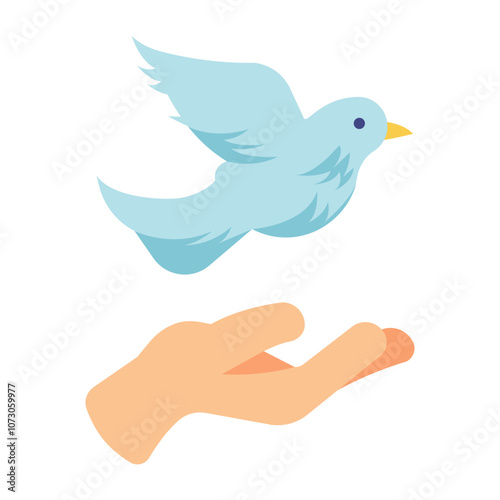 hand holding dove bird flat icon