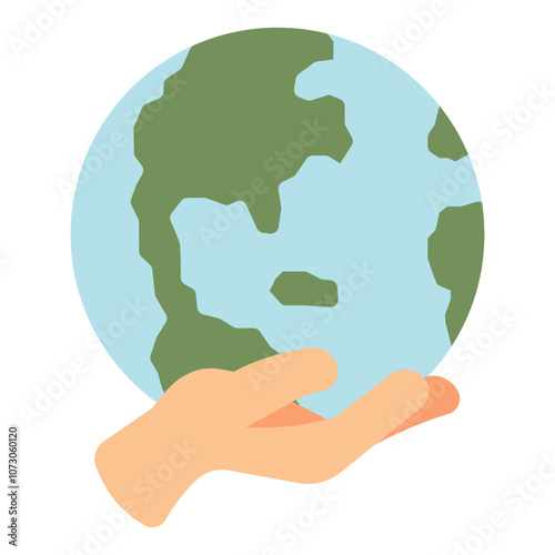 hand holding world flat icon
