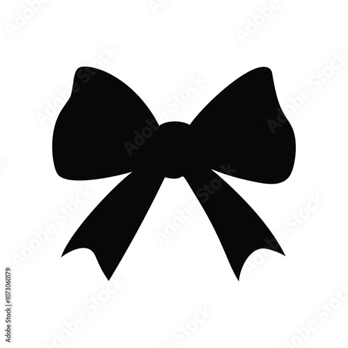 Black silhouette of a bow or a ribbon in a flat vector style isolated on a white background