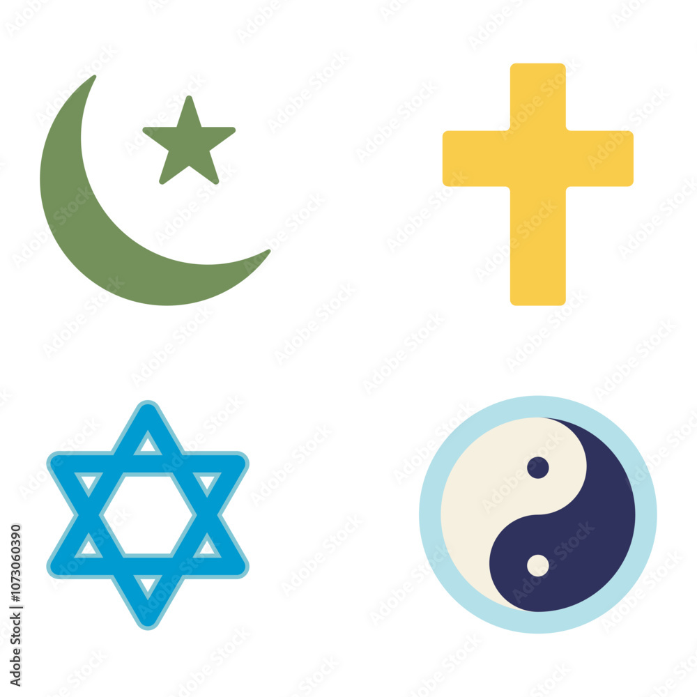 Obraz premium religion symbols flat icon