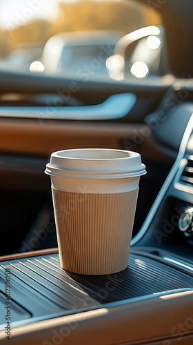 car empty cup holder close shot for product placement mock-up  