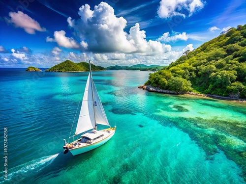 Tranquil Sailing Adventure in a Tropical Paradise with Lush Green Islands and Crystal Clear Waters - Perfect for Nature and Travel Enthusiasts Seeking Serenity and Freedom