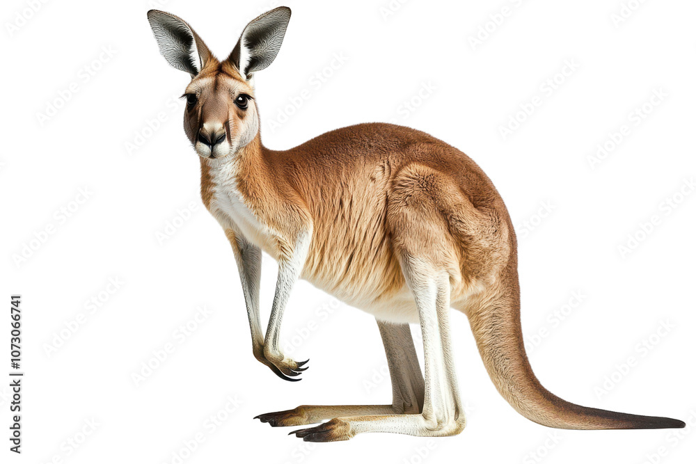 Red kangaroo standing isolated transparent background on transparent background Red kangaroo standing isolated transparent background on transparent background