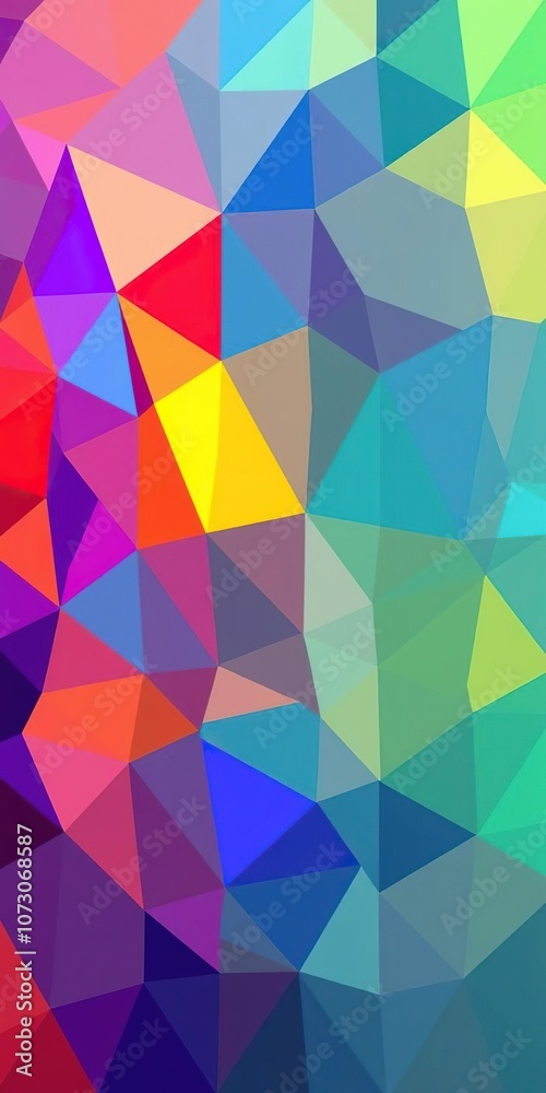 Fototapeta premium Abstract geometric shapes in vibrant colors forming a digital mosaic, futuristic, concept, design