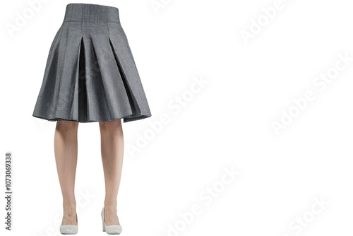 Pleated Gray Skirt Fashion Clothing Women s Apparel on transparent background