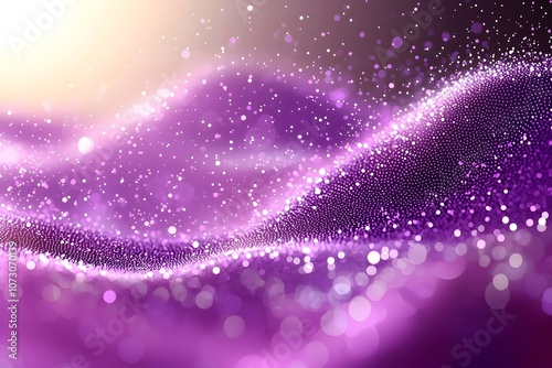 An ethereal landscape of shimmering purple waves, with soft lights glistening like stars, creating a dreamy atmosphere filled with tranquility and wonder.