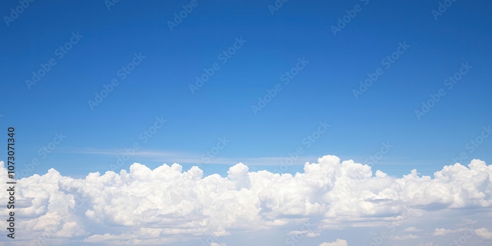 A sea of white clouds stretches across a bright blue sky, vast expanse, drifting shapes, subtle gradient A sea of white clouds stretches across a bright blue sky, vast expanse, drifting shapes, subtle gradient
