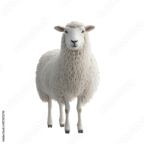 Cute White Sheep Looking at Camera on transparent background