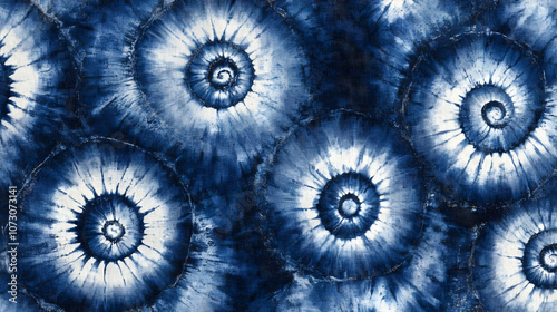 Blue Tie Dye Spiral Abstract Background