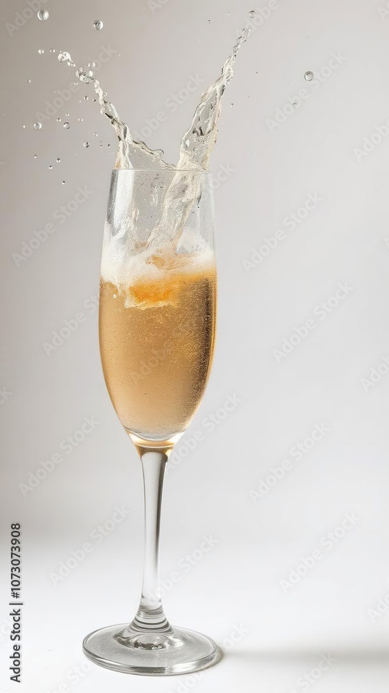 Champagne wine splashing out of a glass in a celebratory burst, motion, refreshment, liquid Champagne wine splashing out of a glass in a celebratory burst, motion, refreshment, liquid
