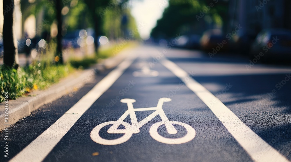 Obraz premium Bicycle-friendly city with bike lanes promoting eco-transport