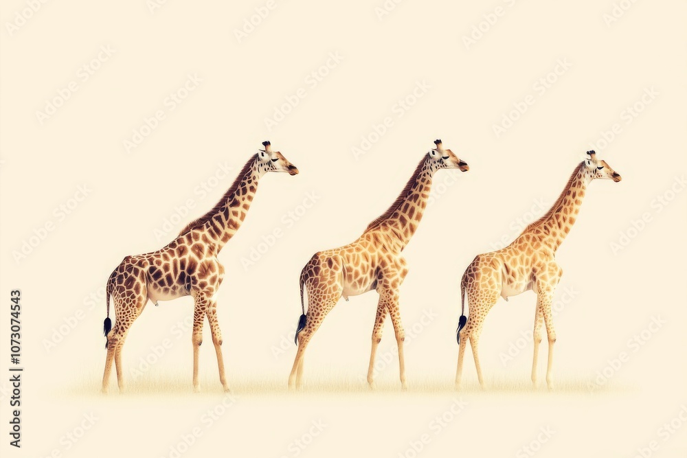 Obraz premium giraffe on white beige soft three