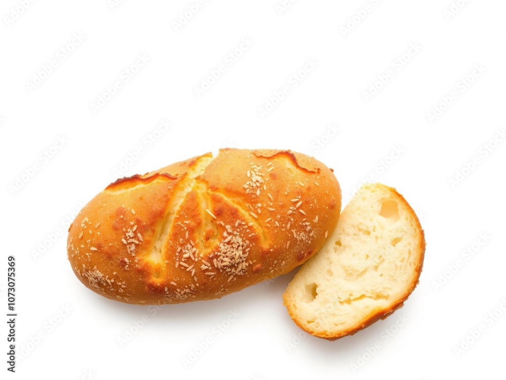 Crispy golden bread isolated on white background for food photography, dinner, snack, food Crispy golden bread isolated on white background for food photography, dinner, snack, food