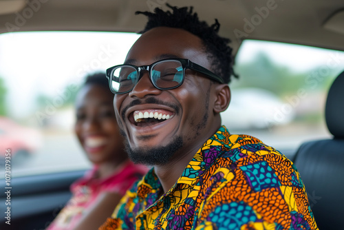 Couple Enjoying a Joyful Car Ride Together