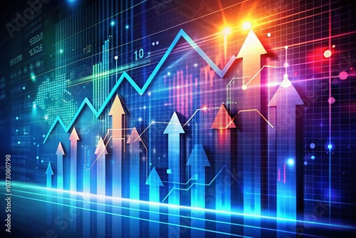 Futuristic Economy with Ascending Arrows Representing Market Growth, Stock Rise, and Big Data Analysis in an Abstract Digital Design Concept