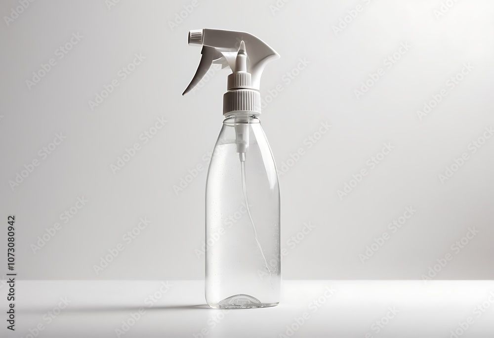 Isolated Transparent Spray Bottle Mockup on White Background Isolated Transparent Spray Bottle Mockup on White Background