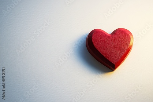 Minimalist Red Heart on a Light Background