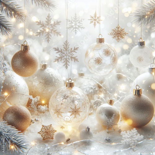 Light Festive Background of Christmas Decor