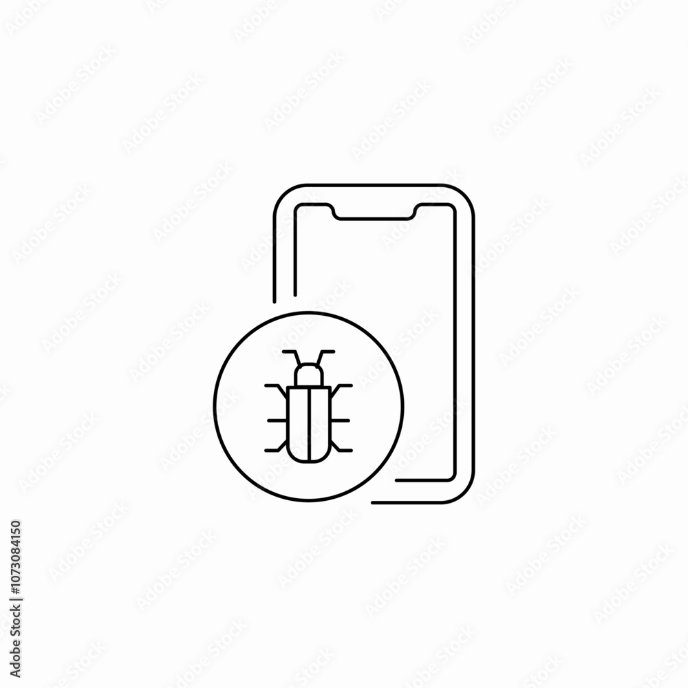phone virus bug icon sign vector phone virus bug icon sign vector