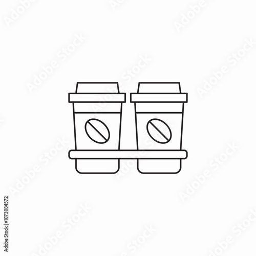 two coffee glasses holder take away icon sign vector