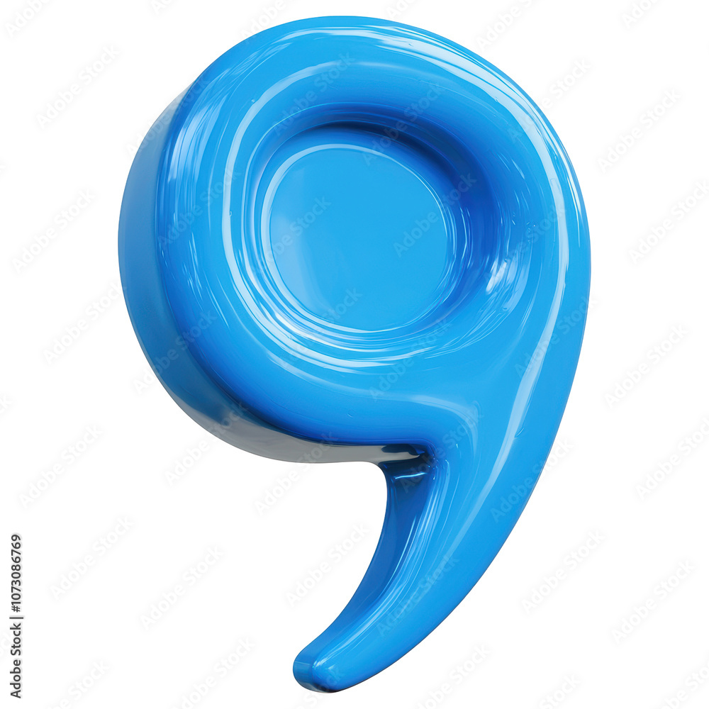 A blue number nine with a curved line on the bottom isolated on transparent or white background, png A blue number nine with a curved line on the bottom isolated on transparent or white background, png