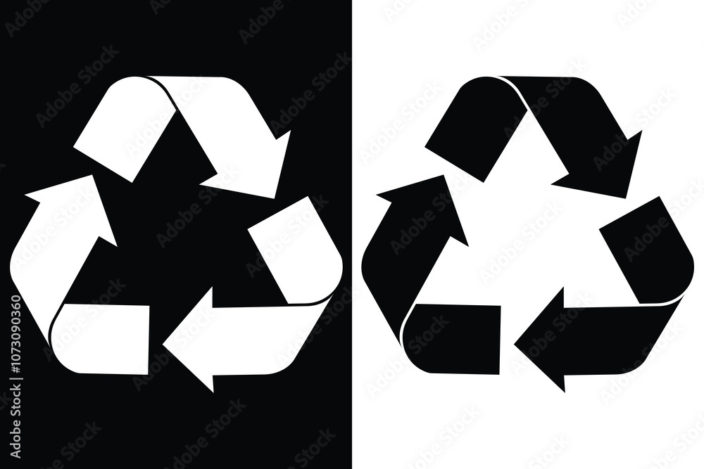 Recycle symbols. Recycle logo symbol. Recycling arrow icons black and white. Vector illustration. Recycle symbols. Recycle logo symbol. Recycling arrow icons black and white. Vector illustration.