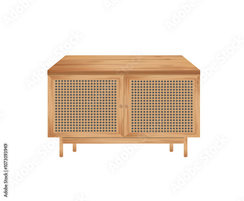 Modern wooden cabinet, vector illustration
