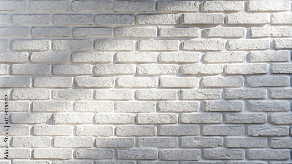 Obraz premium Minimalist White Brick Wall with Soft Shadows, Ideal for Text Overlay, Clean Background for Modern Aesthetic, Versatile Space for Creative Design, Perfect for Minimalism Lovers
