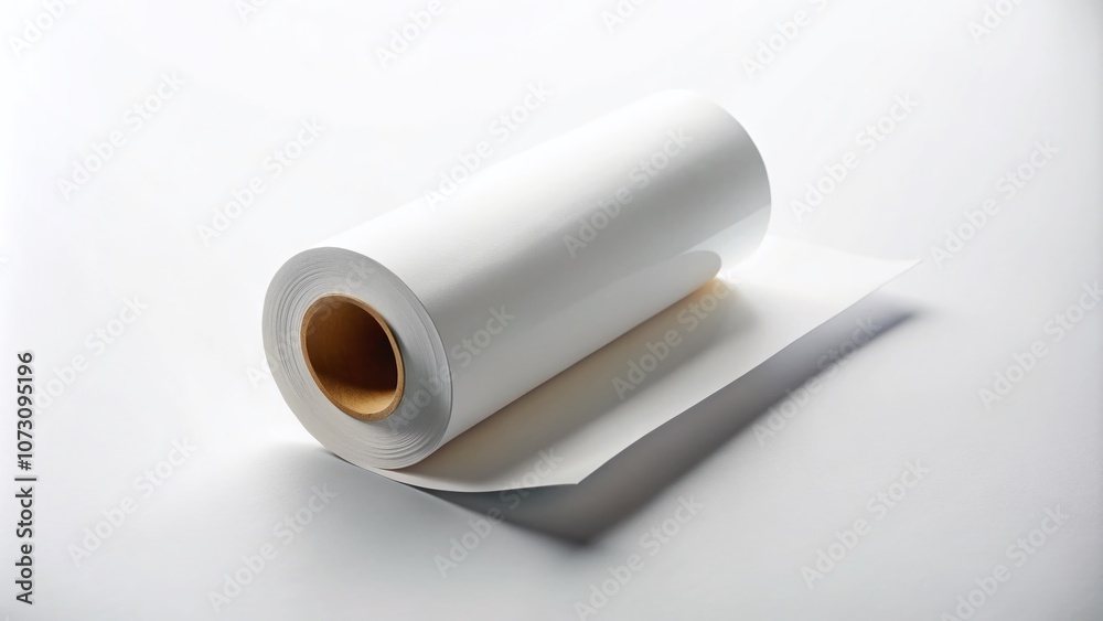 Mockup of Blank White Paper Roll Isolated on White Background for Creative Design and Branding Presentations, Ideal for Showcasing Graphics and Marketing Concepts Mockup of Blank White Paper Roll Isolated on White Background for Creative Design and Branding Presentations, Ideal for Showcasing Graphics and Marketing Concepts